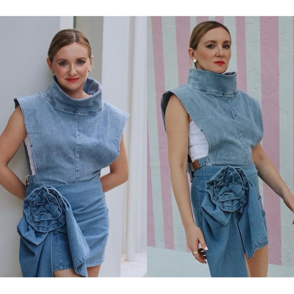 Micas Blue Denim Top, size S